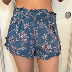 Topshop Blue Floral Shorts